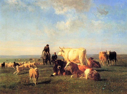 Exhibition: Barbizon School Highlights, Work: Constant Troyon Cows and Sheep Grazing